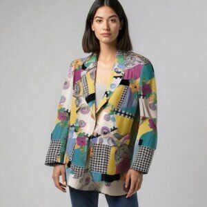Della Spiga Sz 14 Vintage Colorful Abstract 80s Blazer